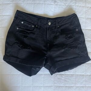 American Eagle Outfitters Black Jean Shorts Distressed